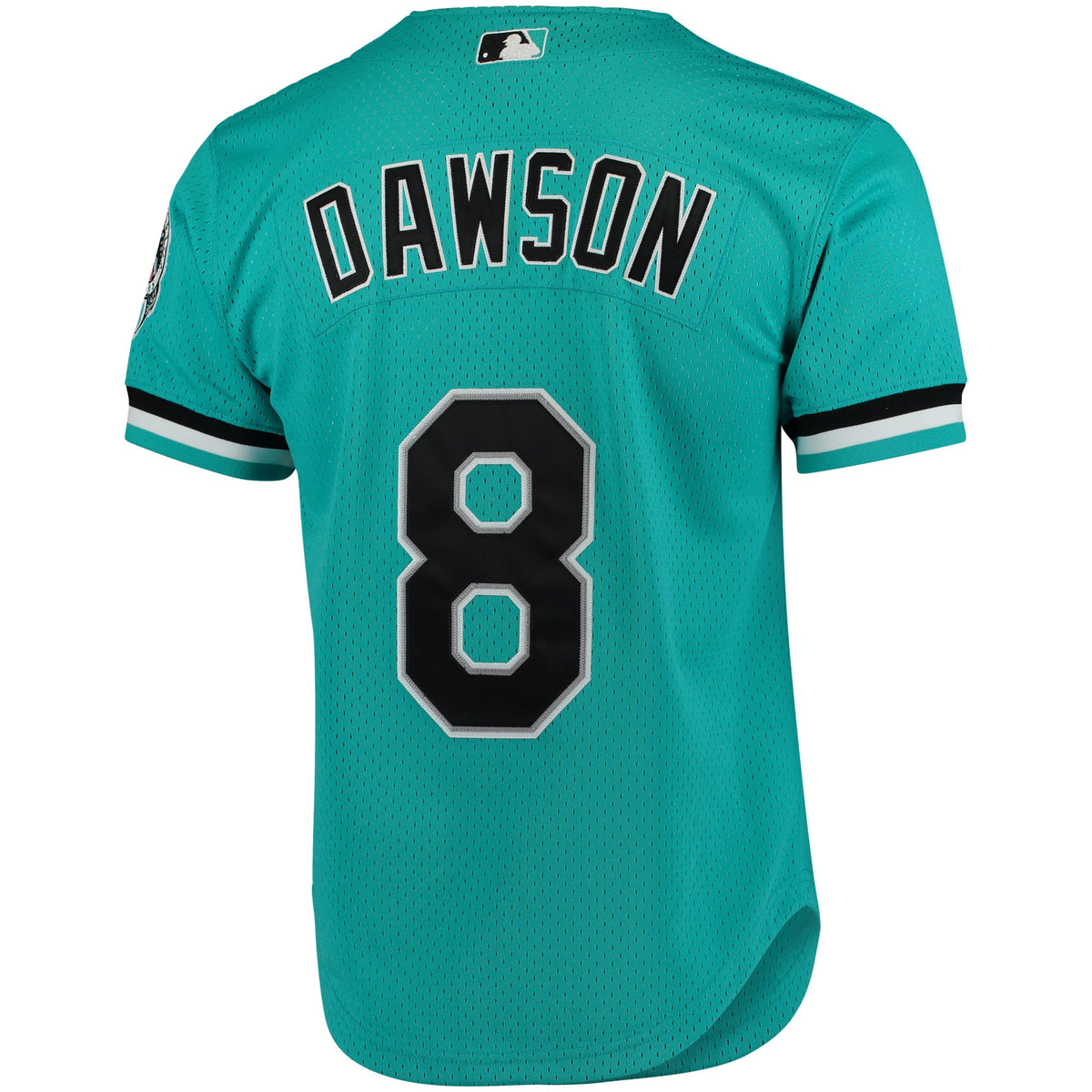 Men's Florida Marlins Andre Dawson Mitchell & Ness Teal Cooperstown Collection Mesh Batting Practice Button-Up Jersey