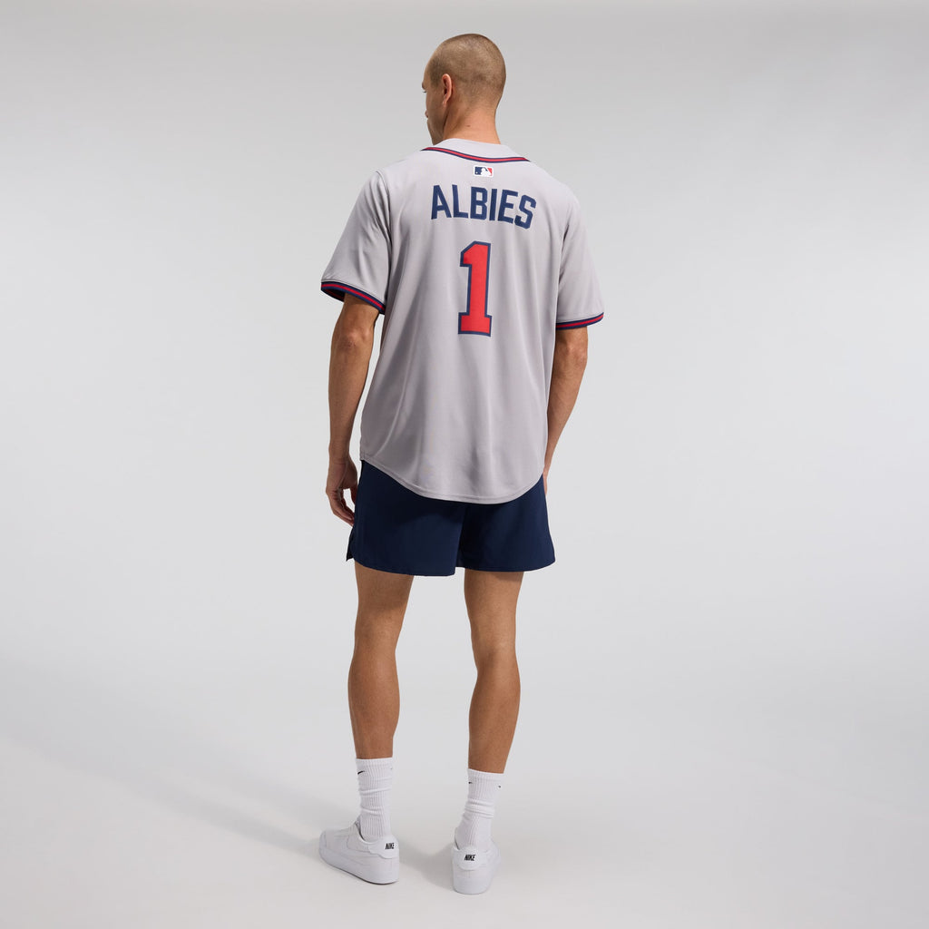 Men's Atlanta Braves Ozzie Albies Nike Gray Road Limited Player Jersey