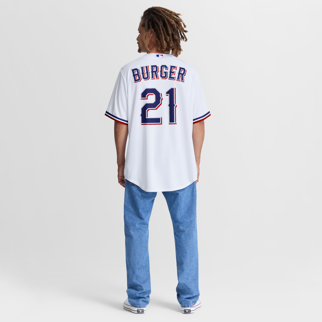 Men's Texas Rangers Jake Burger Nike White Home Replica Jersey