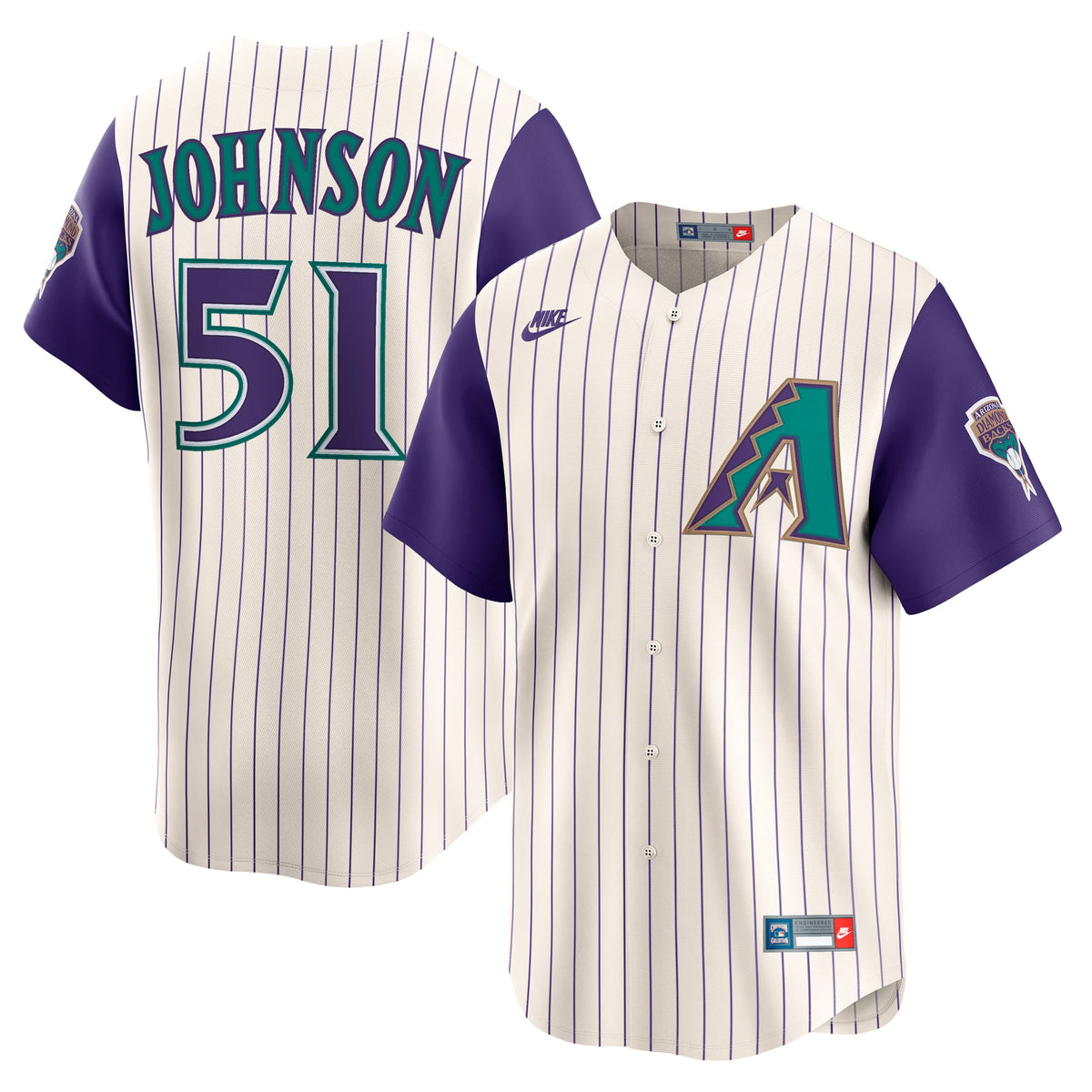 Men's Arizona Diamondbacks Randy Johnson Nike Black Throwback Cooperstown Collection Limited Jersey