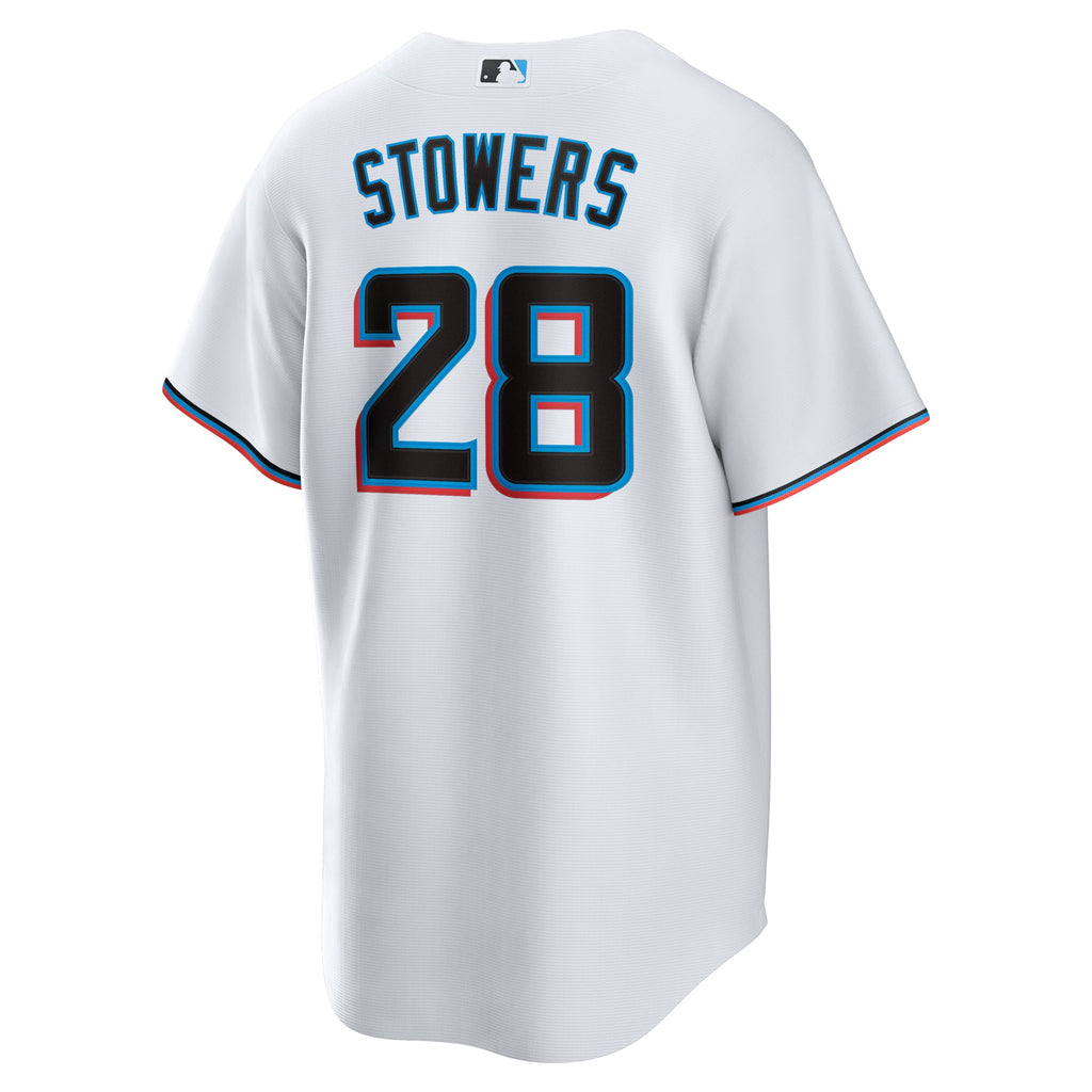 Men's Miami Marlins Kyle Stowers Nike White Home Replica Jersey
