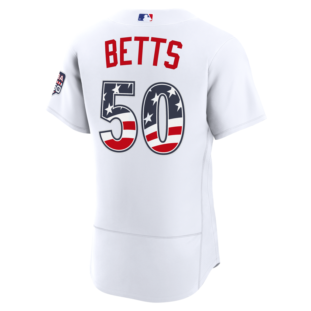 Fourth of July Men's Los Angeles Dodgers Mookie Betts Nike White USA 250 Authentic Jersey