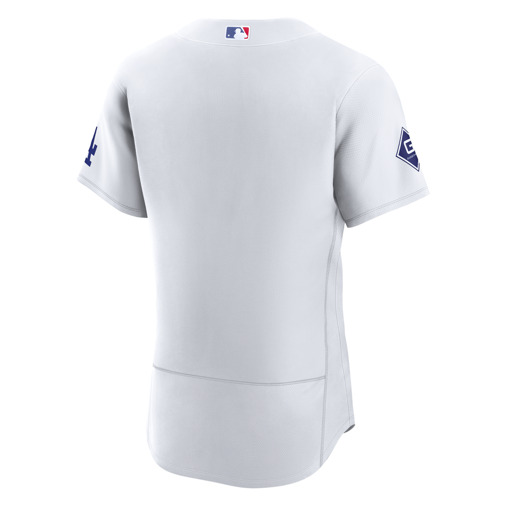 Men's Los Angeles Dodgers Nike White Home Sponsor Patch Authentic Jersey