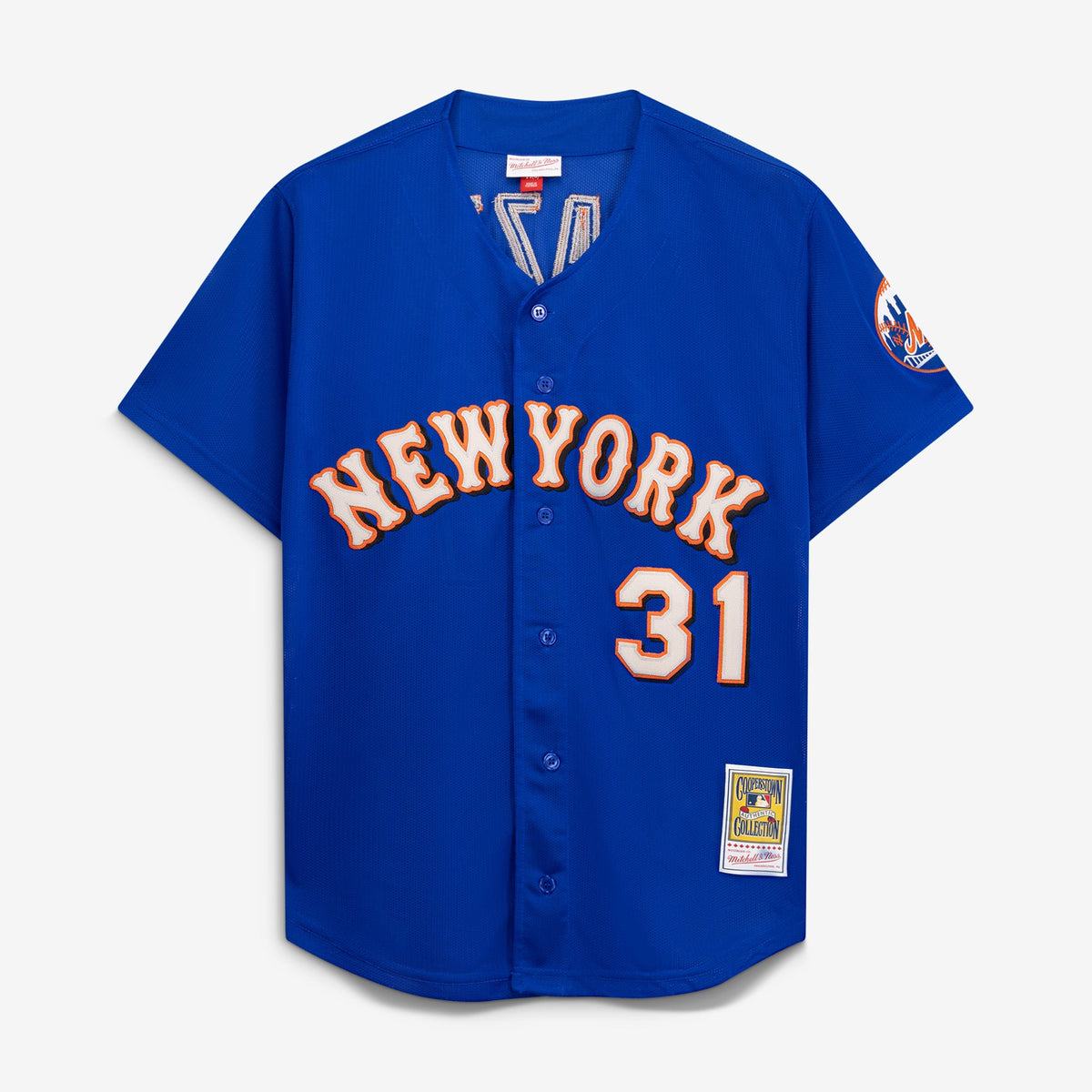 Men's New York Mets Mike Piazza Mitchell & Ness Orange Cooperstown Collection Mesh Batting Practice Button-Up Jersey