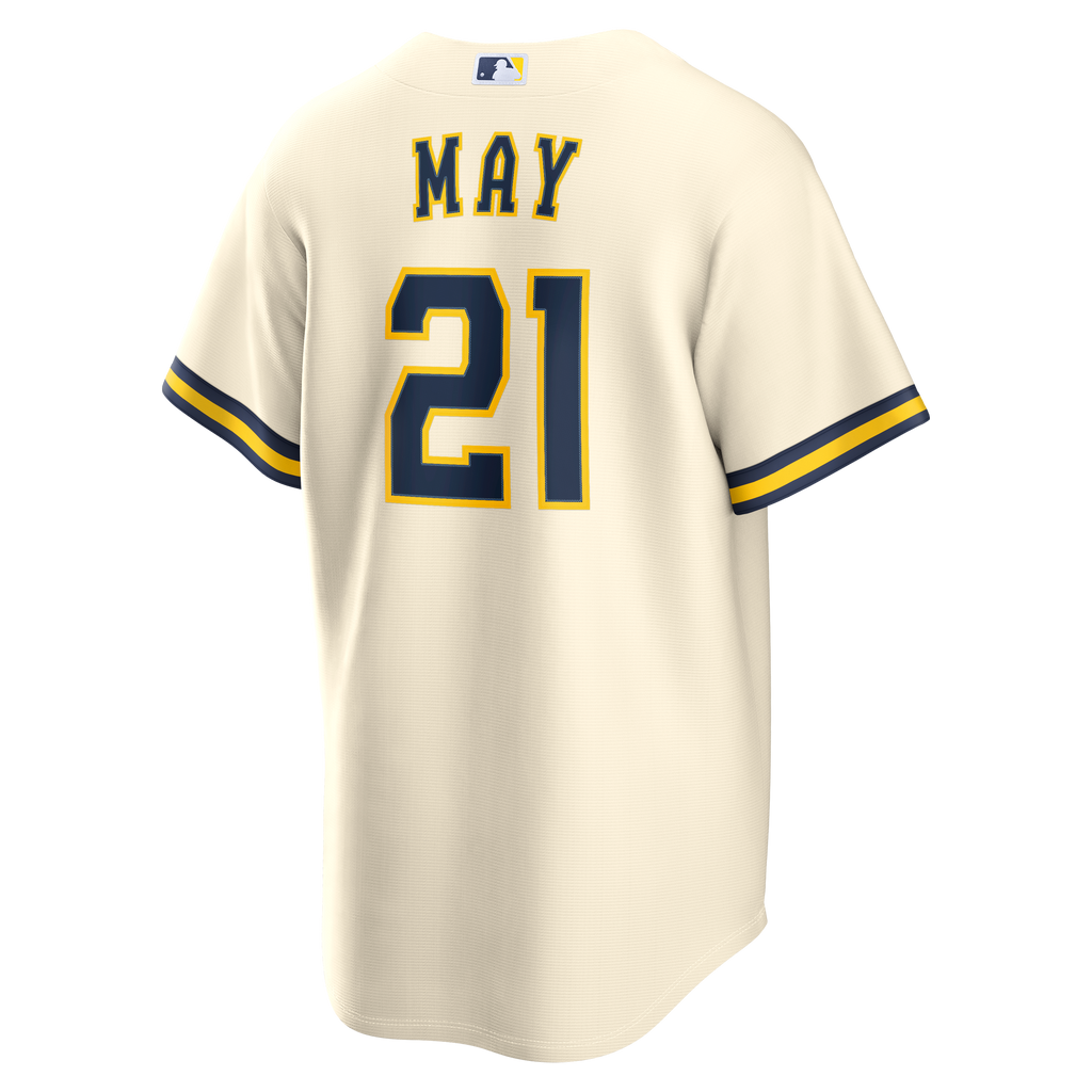 Men's Milwaukee Brewers Dustin May Nike Cream Home Replica Jersey