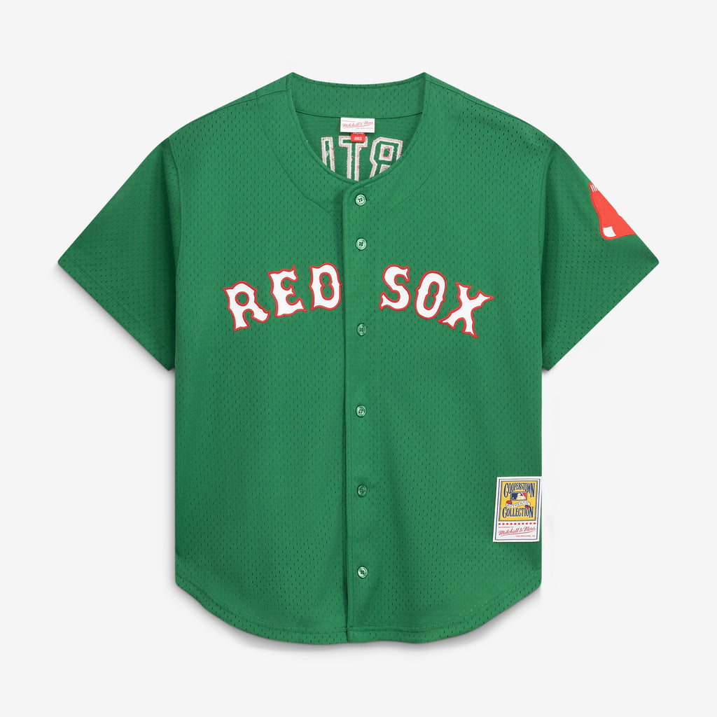 Men's Boston Red Sox David Ortiz Mitchell & Ness Red Cooperstown Collection Mesh Batting Practice Button-Up Jersey