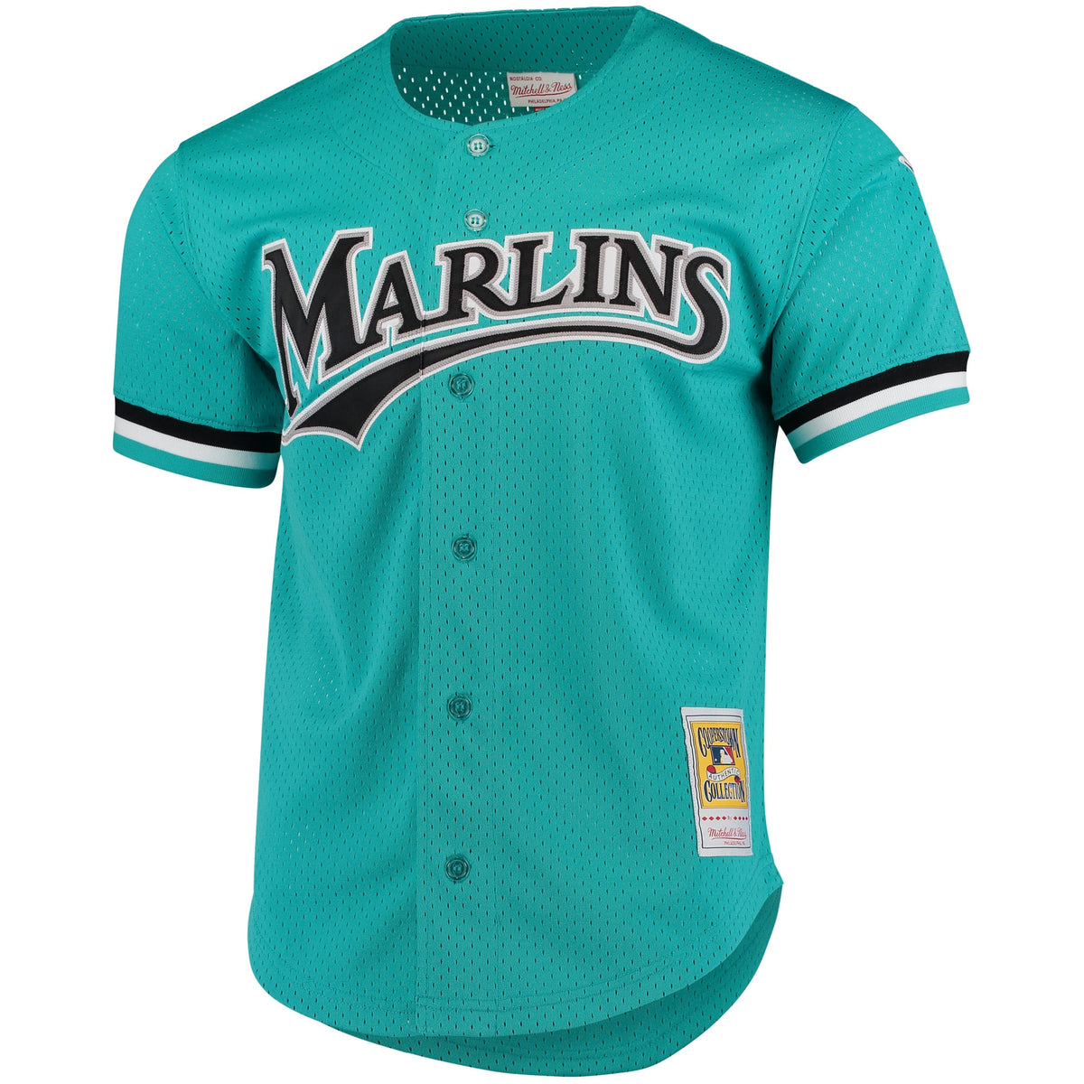 Men's Florida Marlins Andre Dawson Mitchell & Ness Teal Cooperstown Collection Mesh Batting Practice Button-Up Jersey