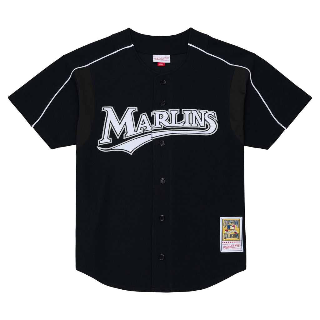 Men's Florida Marlins Miguel Cabrera Mitchell & Ness Black 2003 Cooperstown Mesh Batting Practice Button-Up Jersey