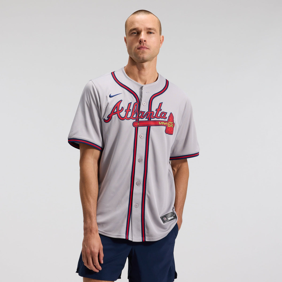 Men's Atlanta Braves Ozzie Albies Nike Gray Road Limited Player Jersey