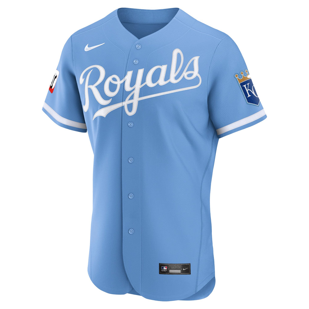 Men's Kansas City Royals Nike Light Blue Alternate Sponsor Patch Authentic Jersey