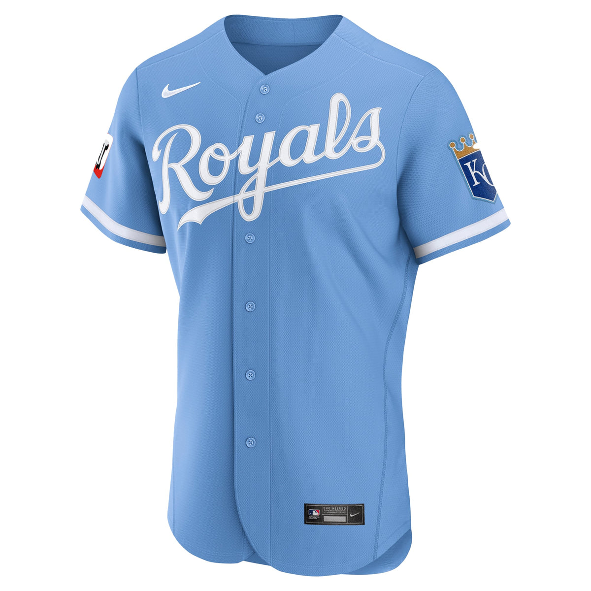Men's Kansas City Royals Nike Light Blue Alternate Sponsor Patch Authentic Jersey