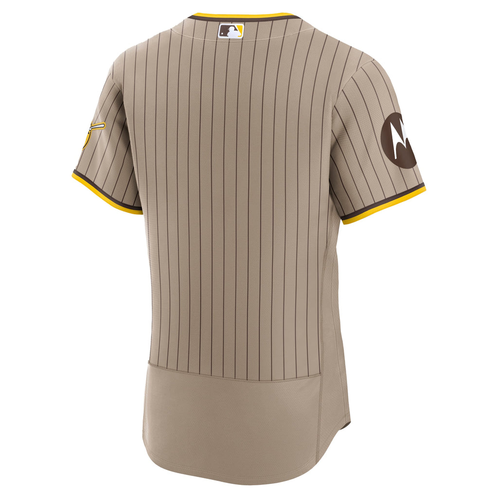 Men's San Diego Padres Nike Khaki Alternate Sponsor Patch Authentic Jersey