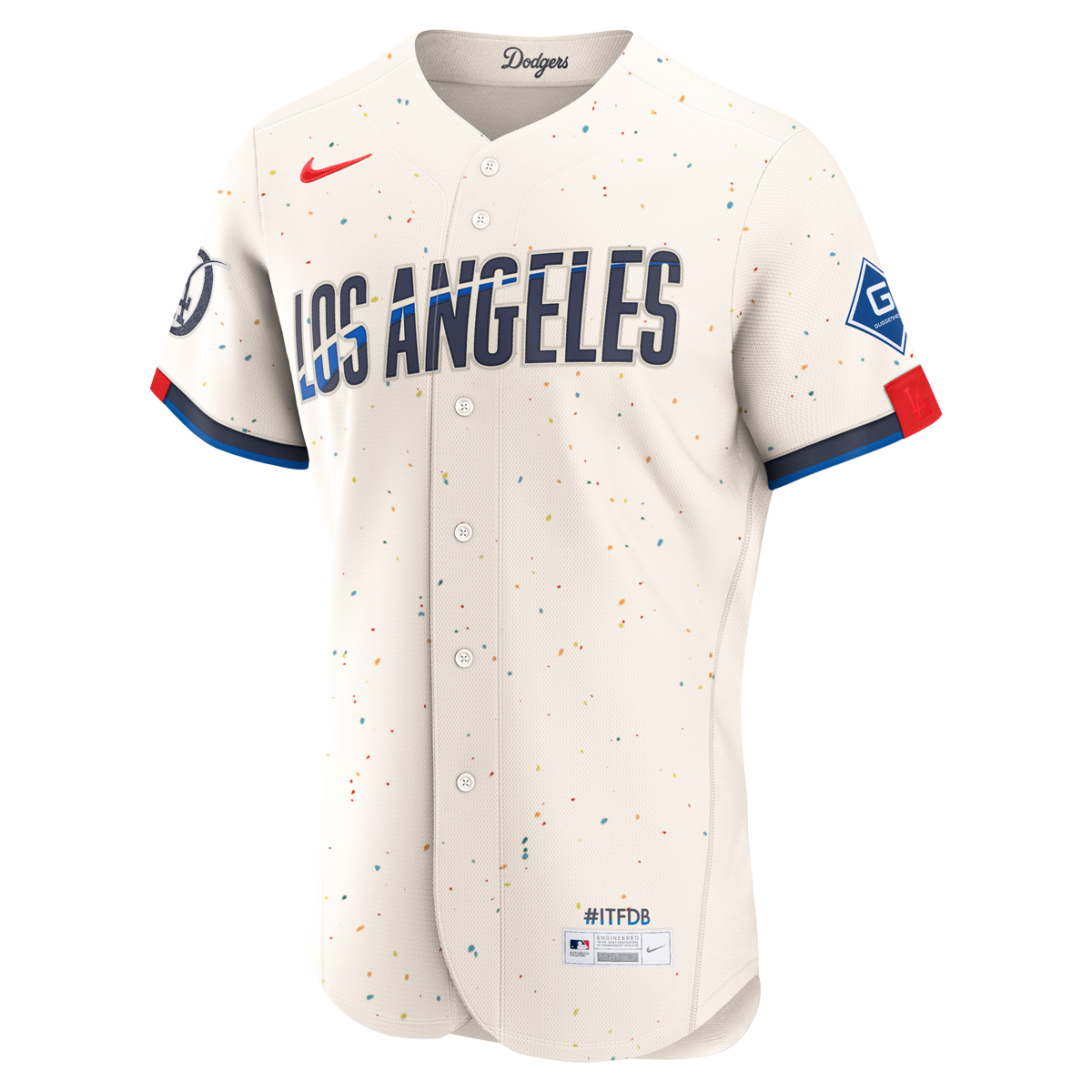 Men's Los Angeles Dodgers Nike Cream City Connect Authentic Sponsor Patch Jersey