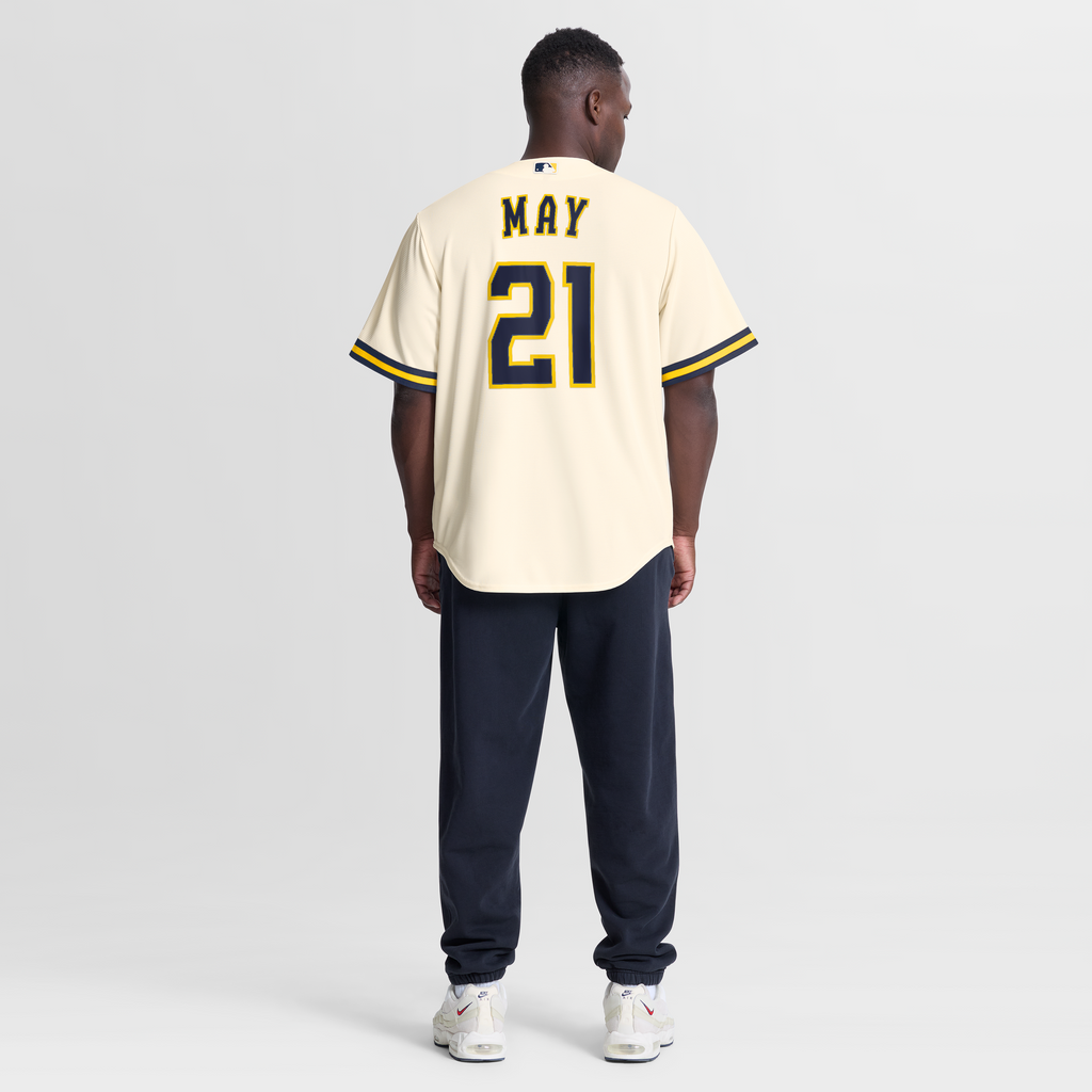 Men's Milwaukee Brewers Dustin May Nike Cream Home Replica Jersey