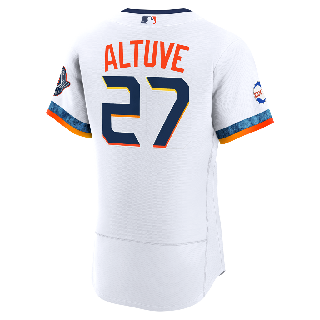 Men's Houston Astros Jose Altuve Nike White City Connect Authentic Sponsor Patch Jersey