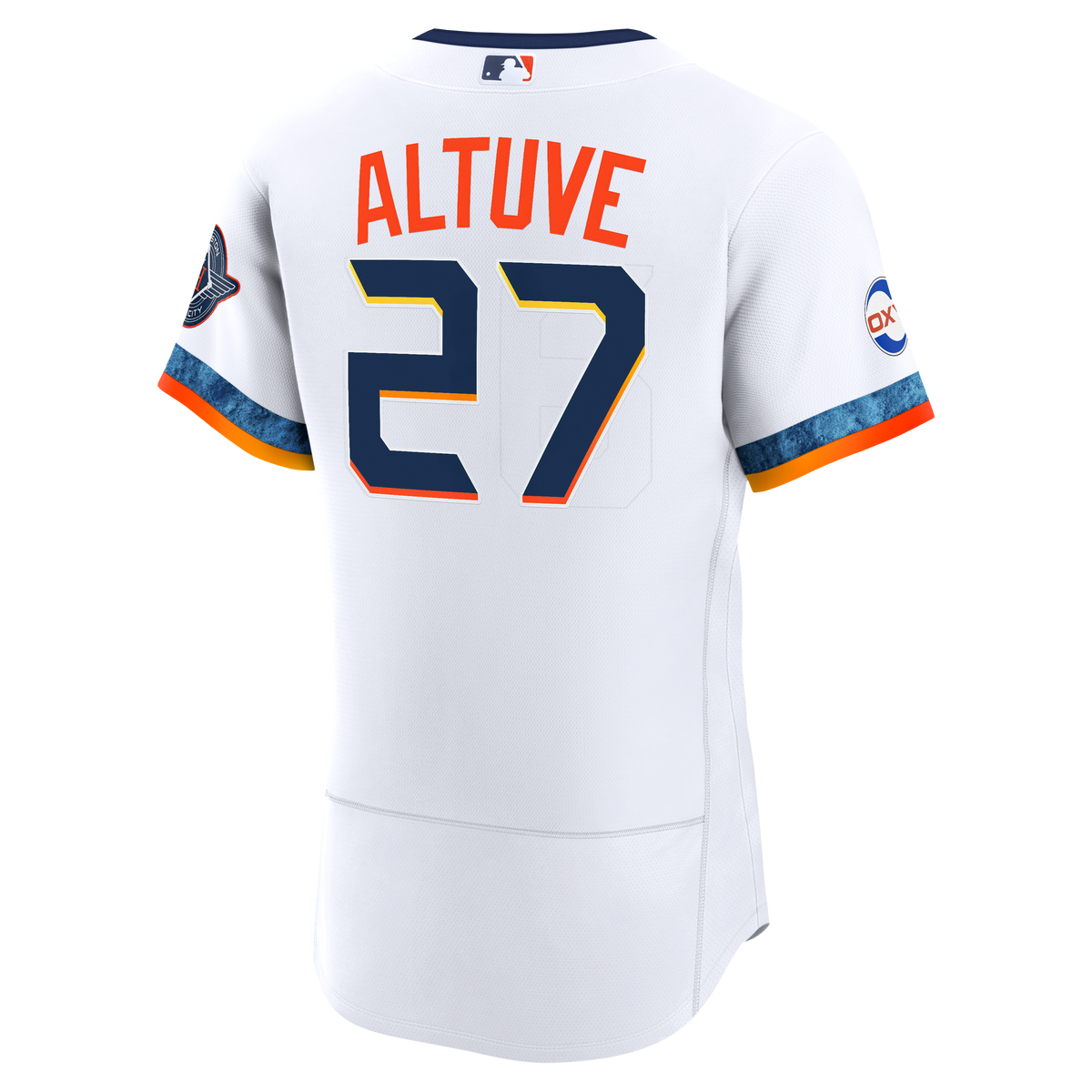 Men's Houston Astros Jose Altuve Nike White City Connect Authentic Sponsor Patch Jersey