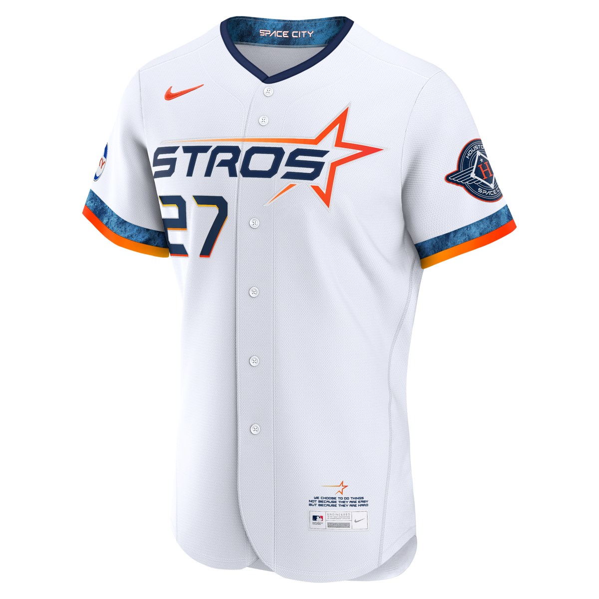 Men's Houston Astros Jose Altuve Nike White City Connect Authentic Sponsor Patch Jersey