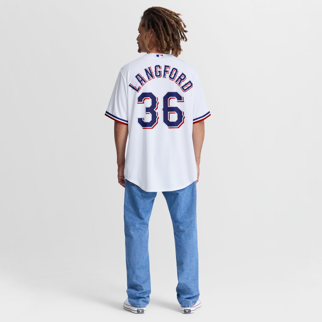 Men's Texas Rangers Wyatt Langford Nike White Home Replica Jersey