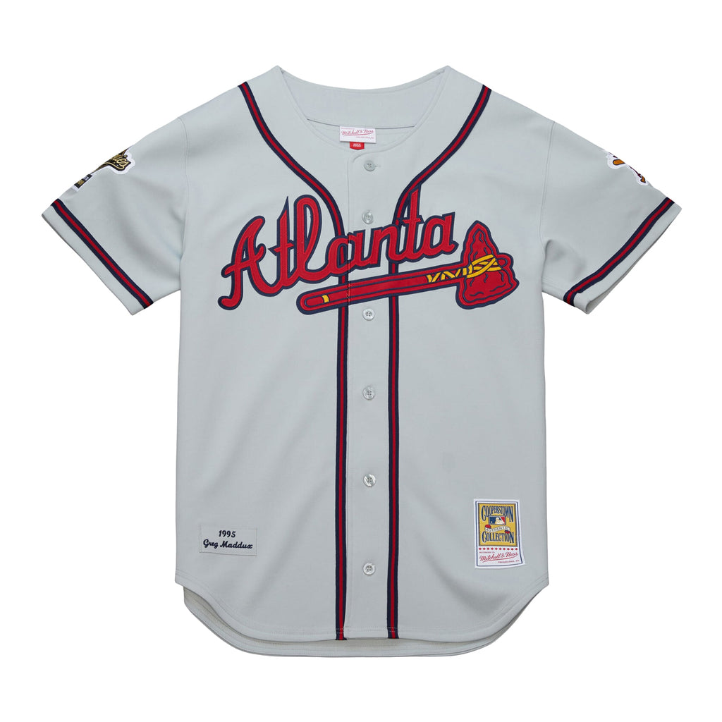 Men's Atlanta Braves Greg Maddux Mitchell & Ness Gray 1995 Throwback Authentic Jersey