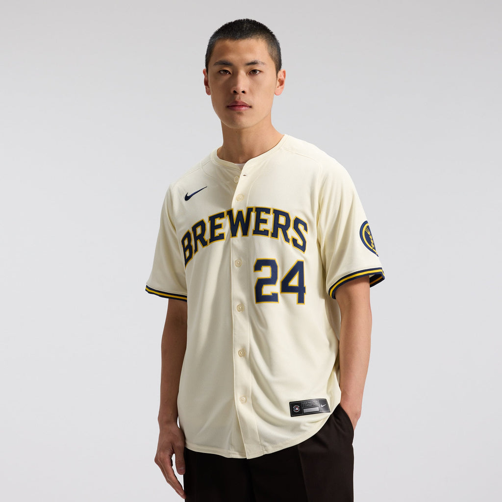 Men's Milwaukee Brewers William Contreras Nike Cream Home Limited Player Jersey