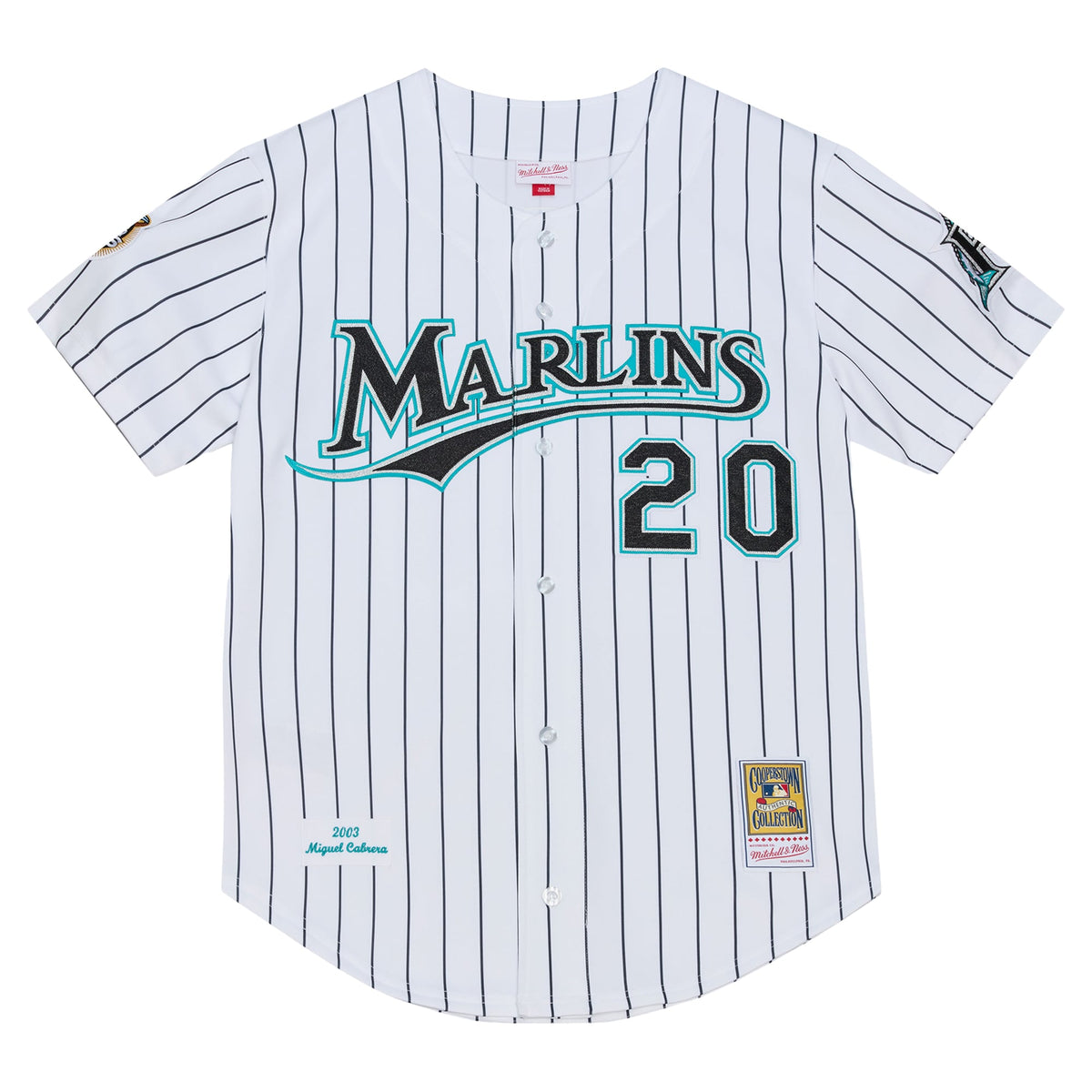 Men's Florida Marlins Miguel Cabrera Mitchell & Ness White 2003 Cooperstown Collection Authentic Jersey