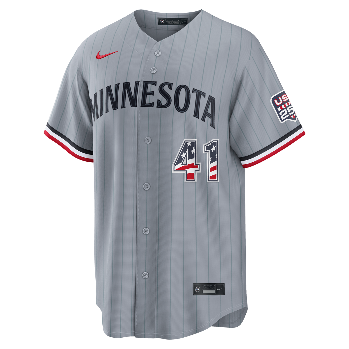 Fourth of July Men's Minnesota Twins Joe Ryan Nike Gray USA 250 Stadium Jersey