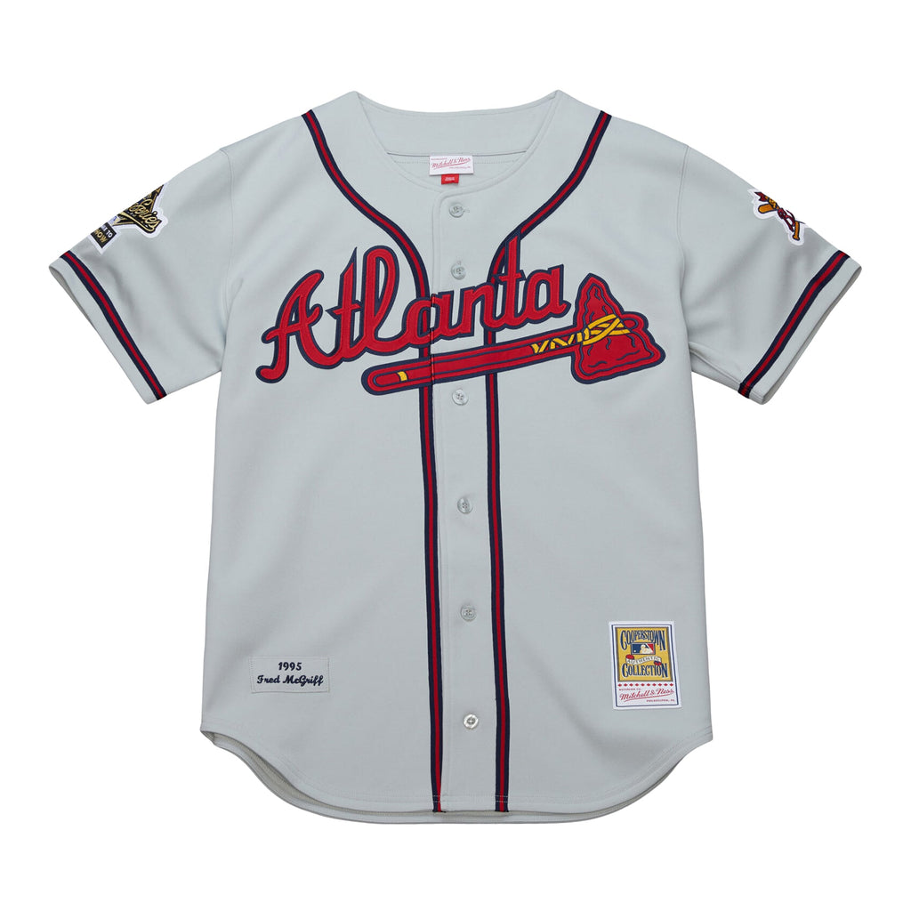 Men's Atlanta Braves Fred McGriff Mitchell & Ness Gray 1995 Throwback Authentic Jersey