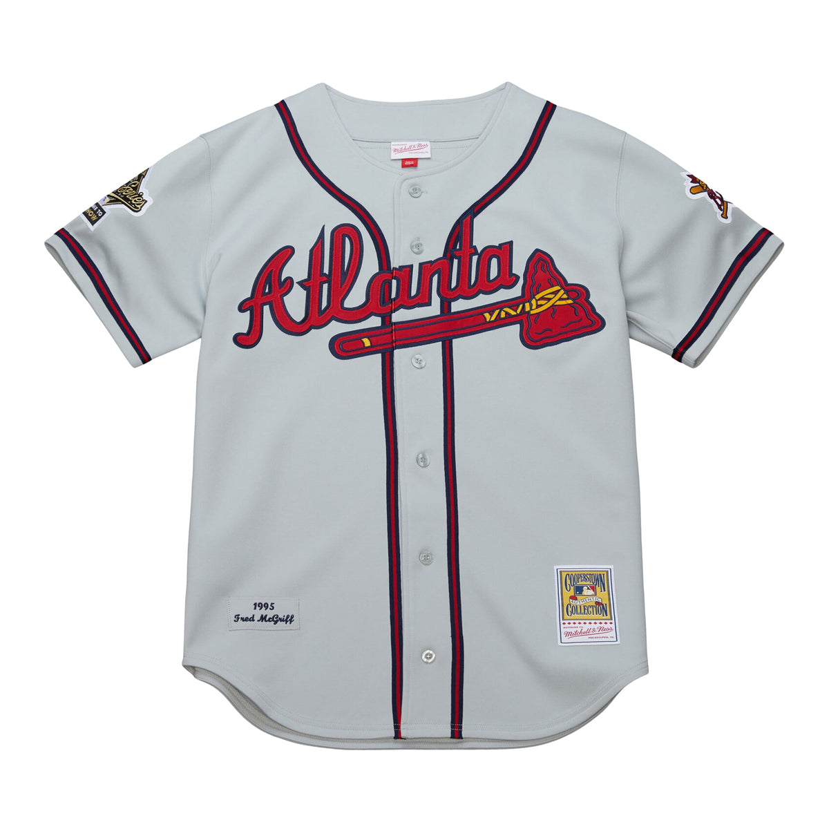 Men's Atlanta Braves Fred McGriff Mitchell & Ness Gray 1995 Throwback Authentic Jersey
