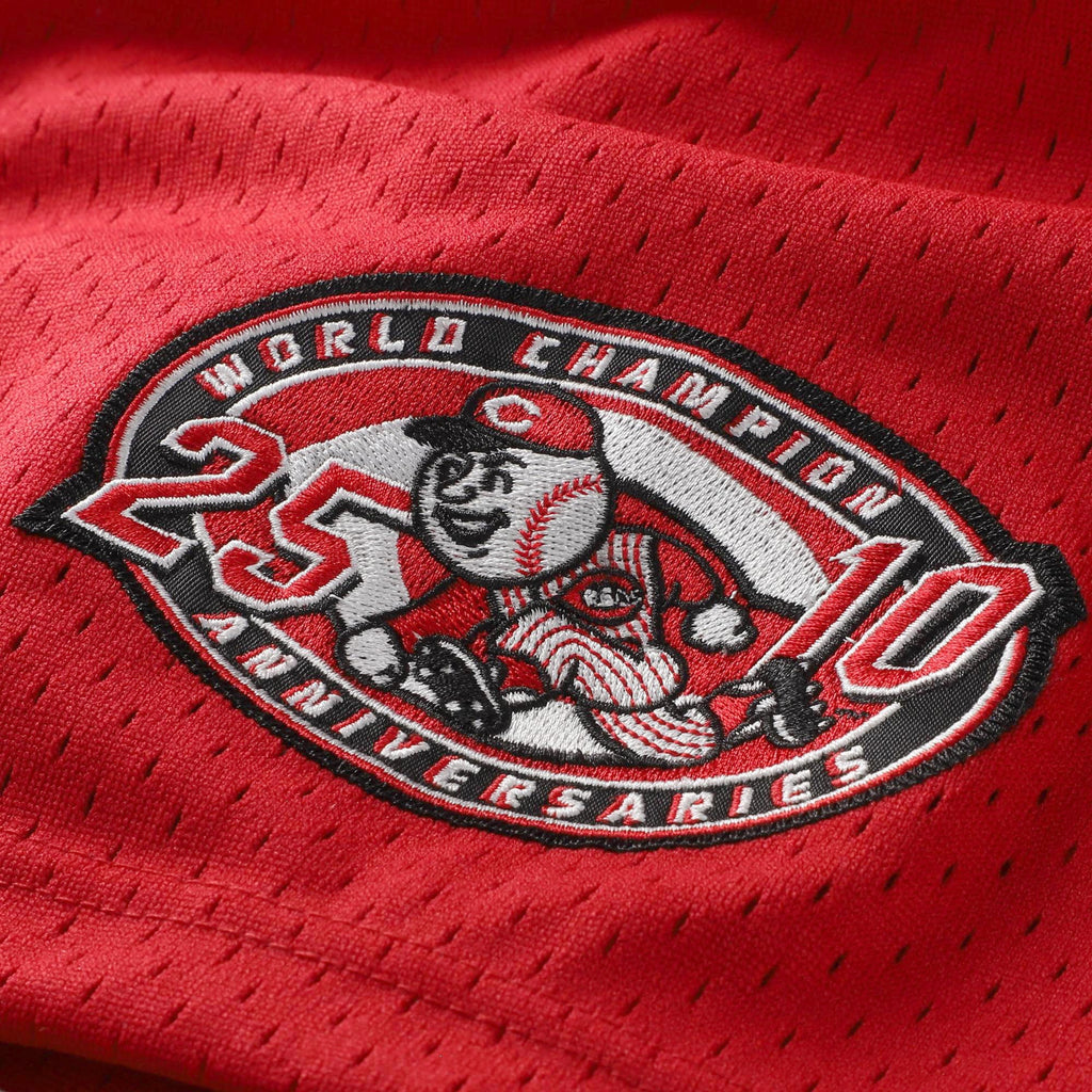 Men's Cincinnati Reds Barry Larkin Mitchell & Ness Red Throwback Cooperstown Mesh Batting Practice Jersey