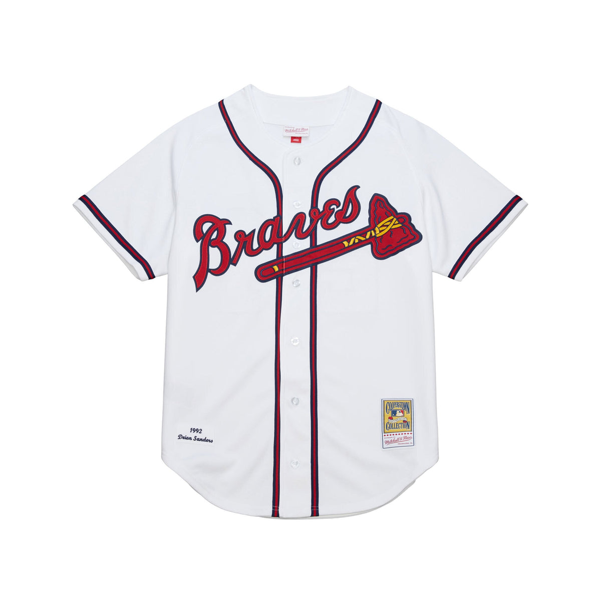 Men's Atlanta Braves Deion Sanders Mitchell & Ness White Cooperstown Collection 1992 Authentic Jersey