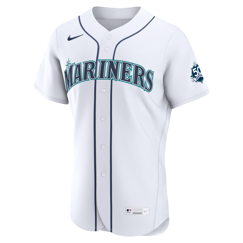 Men's Seattle Mariners Josh Naylor Nike White Home 50th Season Authentic Jersey