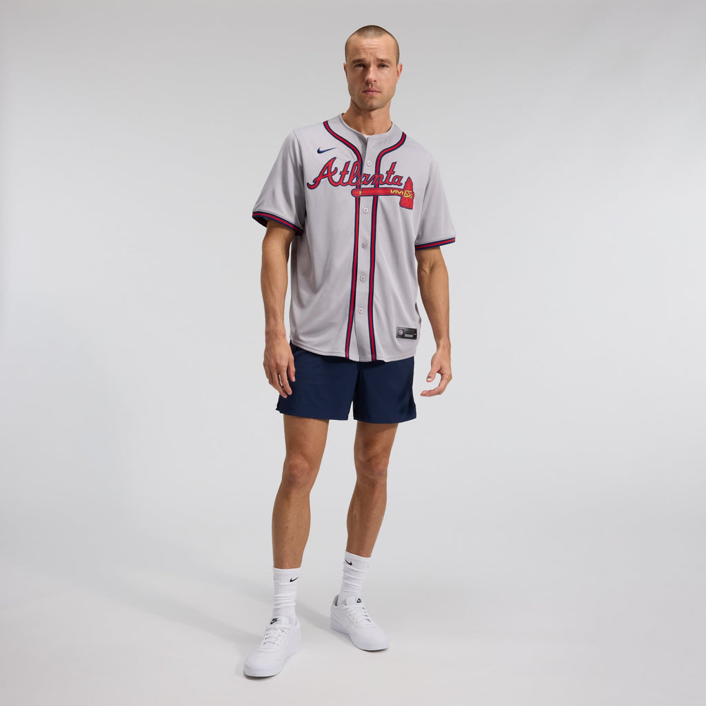 Men's Atlanta Braves Ozzie Albies Nike Gray Road Limited Player Jersey