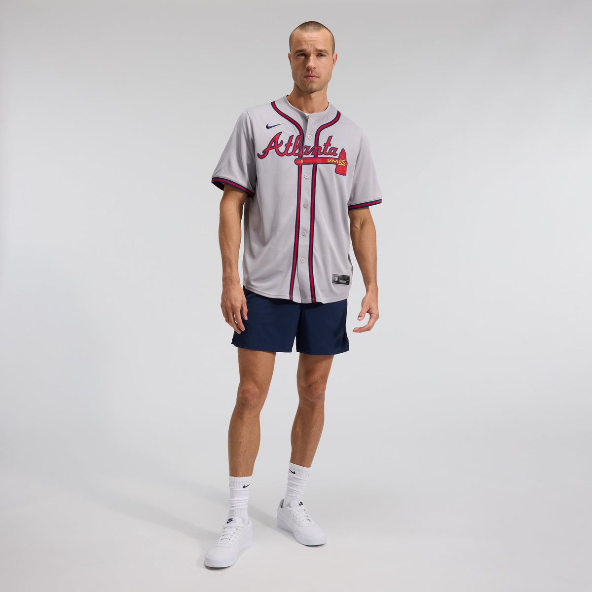 Men's Atlanta Braves Ozzie Albies Nike Gray Road Limited Player Jersey