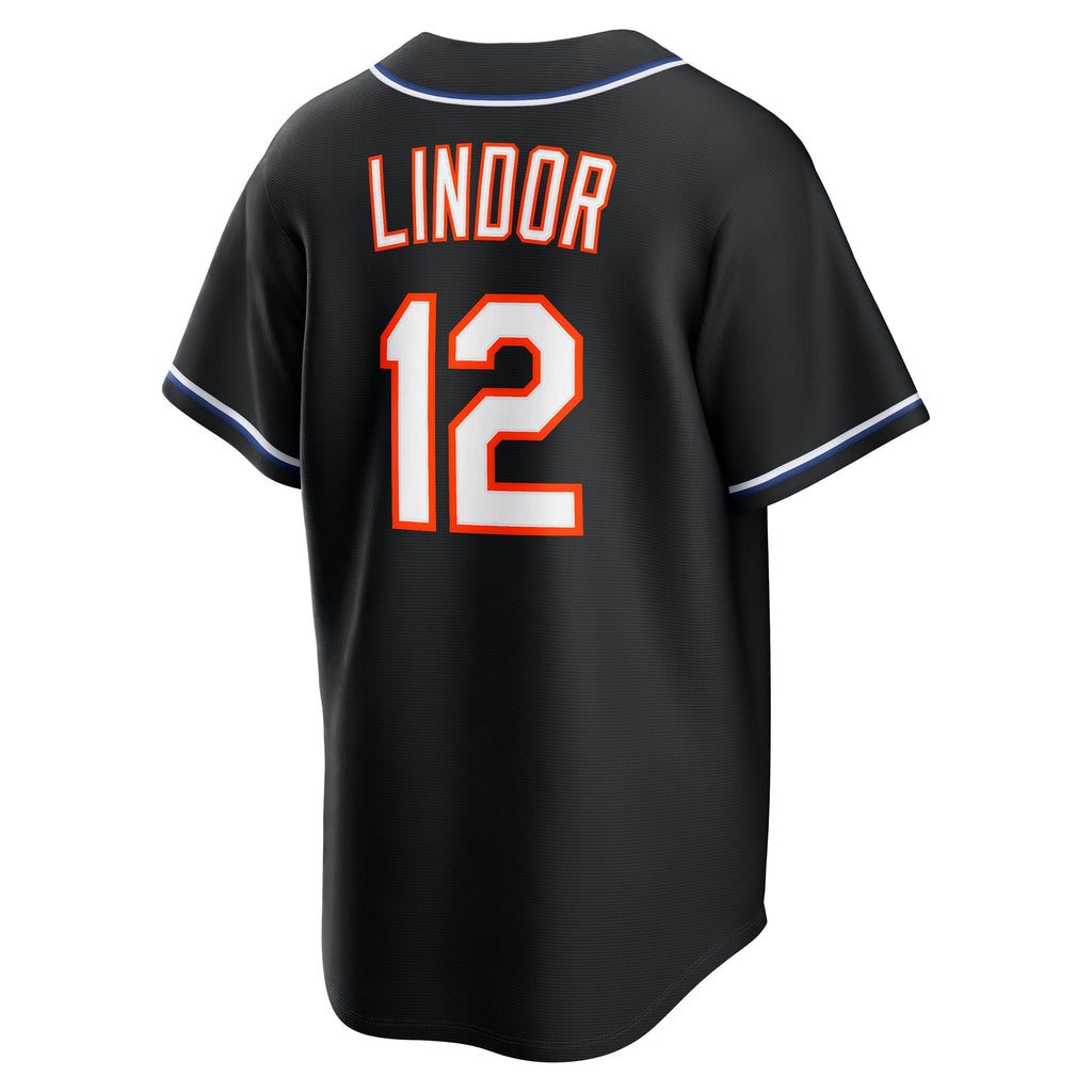 Men's New York Mets Francisco Lindor Nike Fashion Replica Black Out Jersey