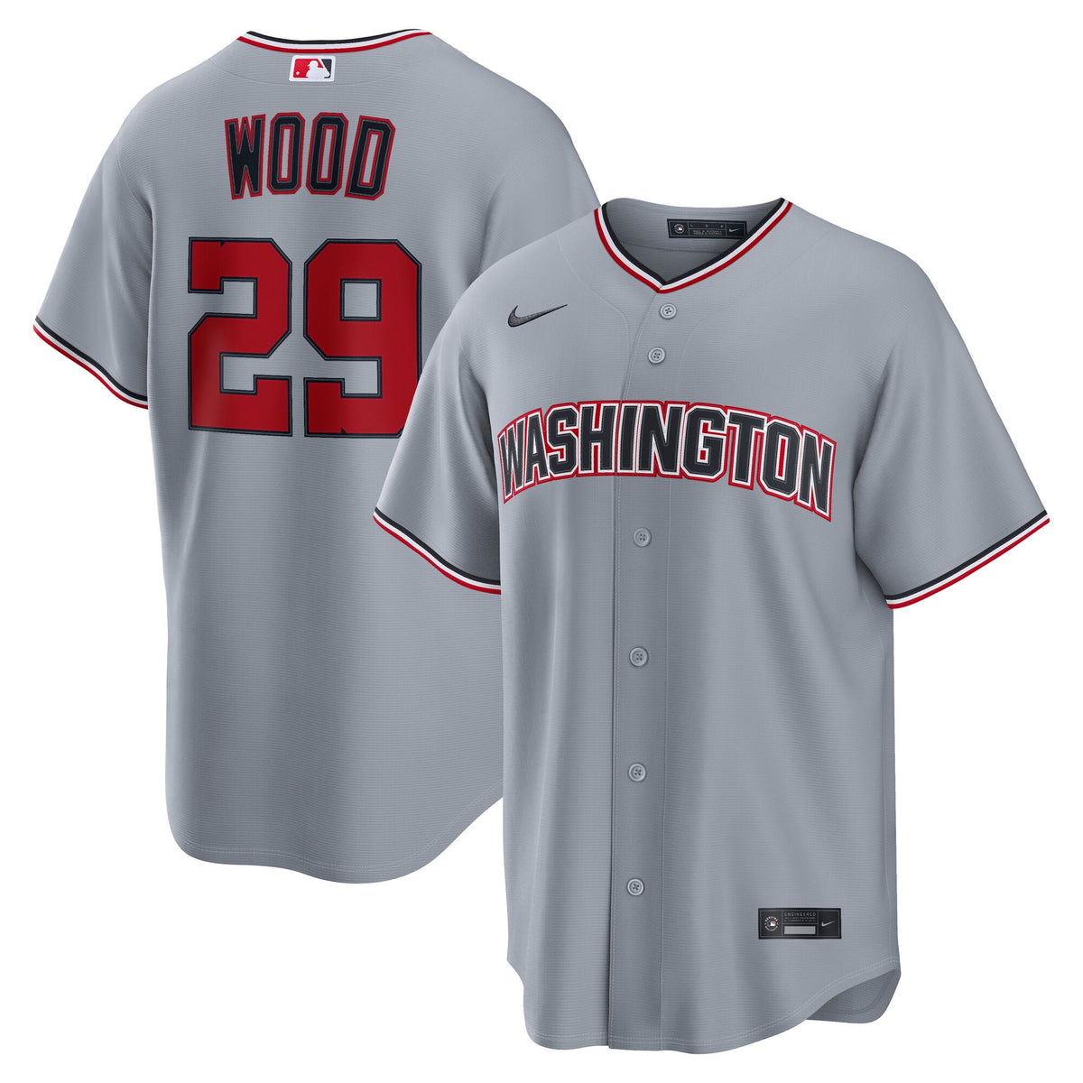 Men's Washington Nationals James Wood Nike Gray Road Replica Jersey