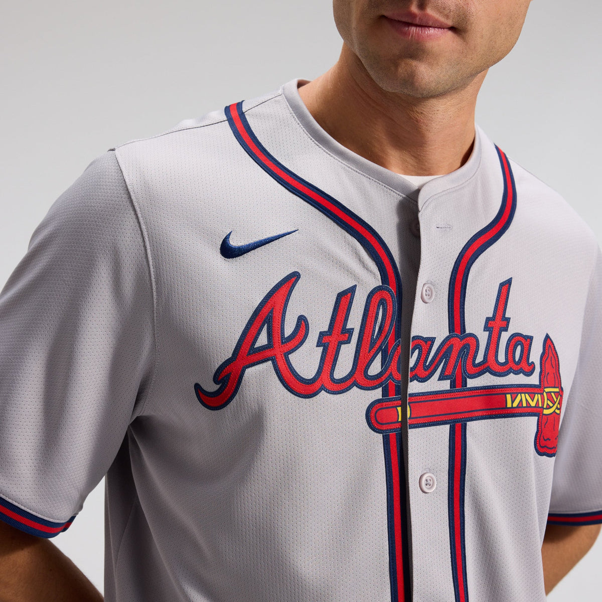 Men's Atlanta Braves Ozzie Albies Nike Gray Road Limited Player Jersey