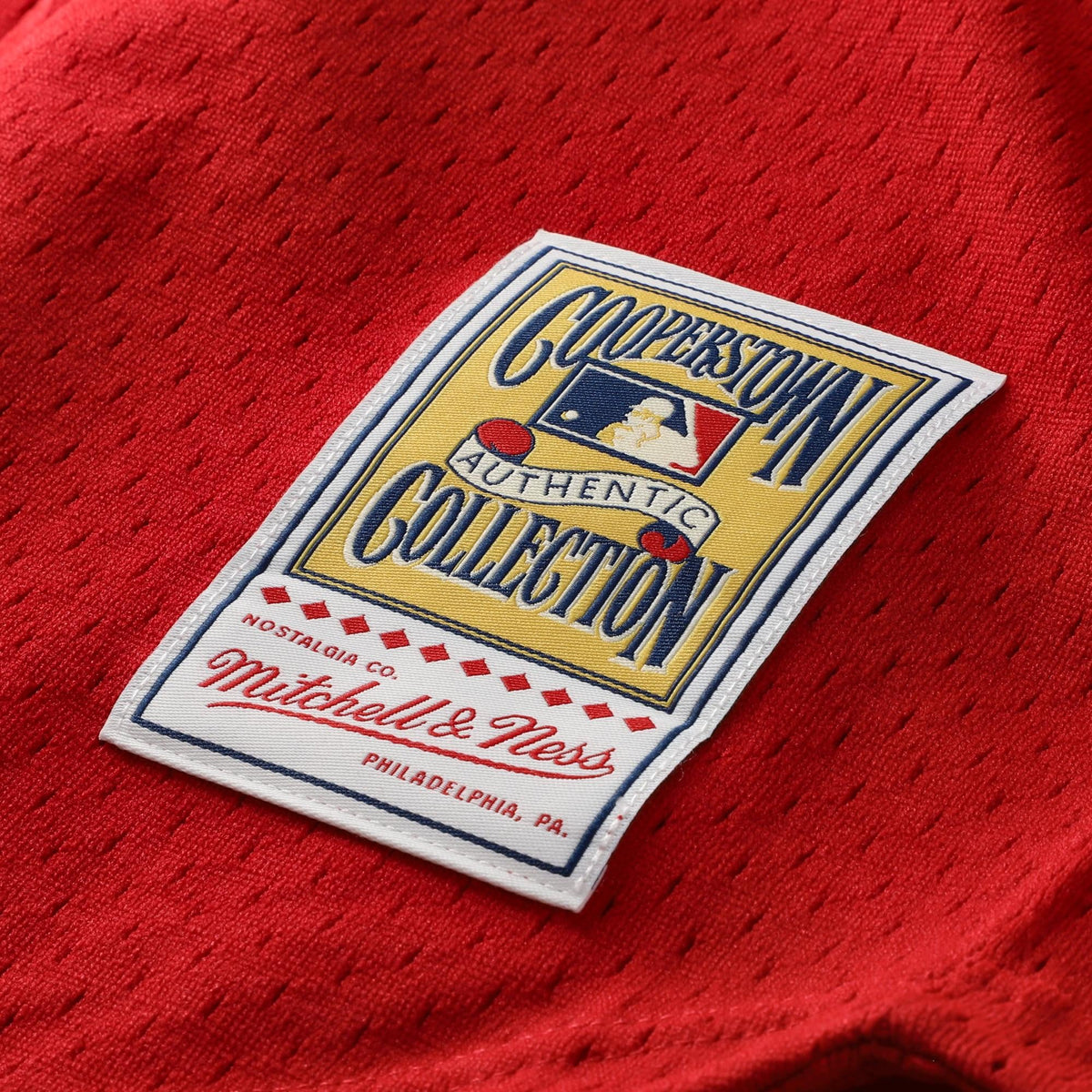 Men's Cincinnati Reds Deion Sanders Mitchell & Ness Red Cooperstown Mesh Batting Practice Button-Up Jersey