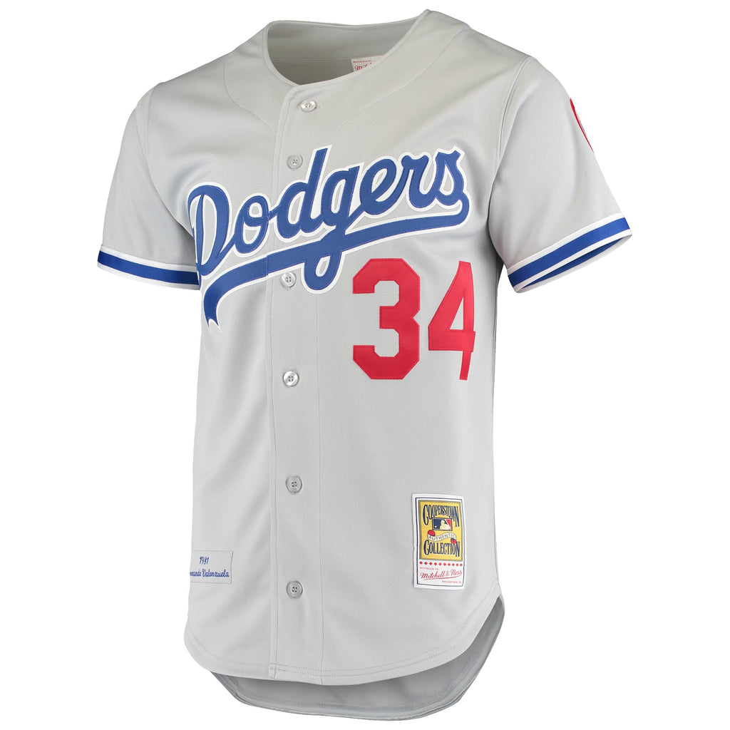 Men's Los Angeles Dodgers Fernando Valenzuela Mitchell & Ness Gray Authentic Jersey