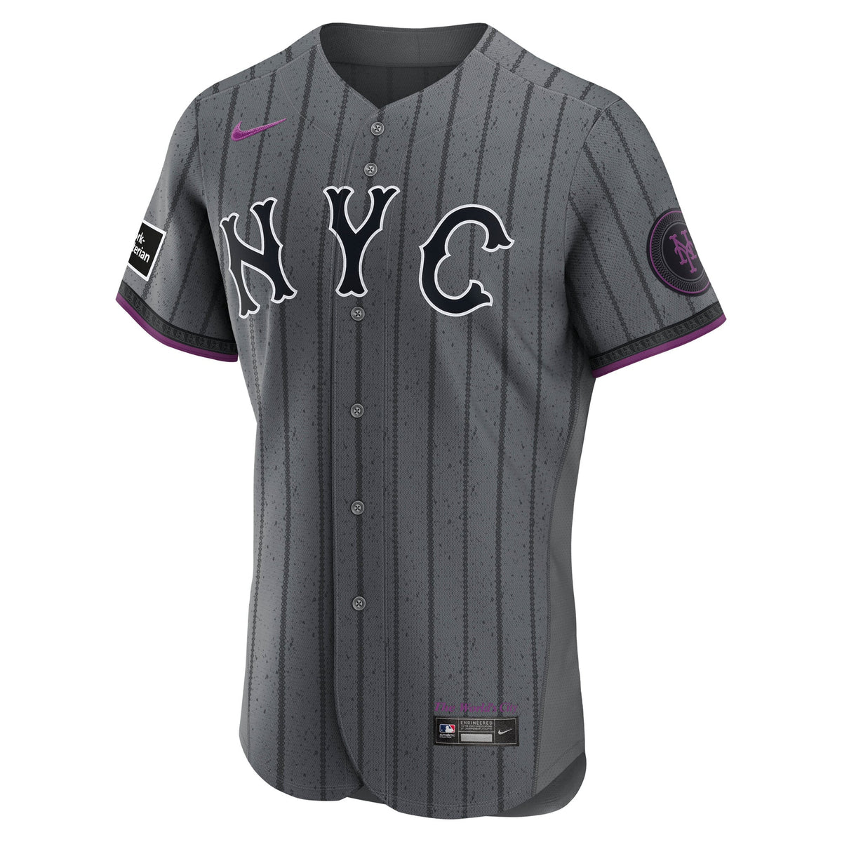 Men's New York Mets Nike Gray City Connect Authentic Sponsor Patch Jersey