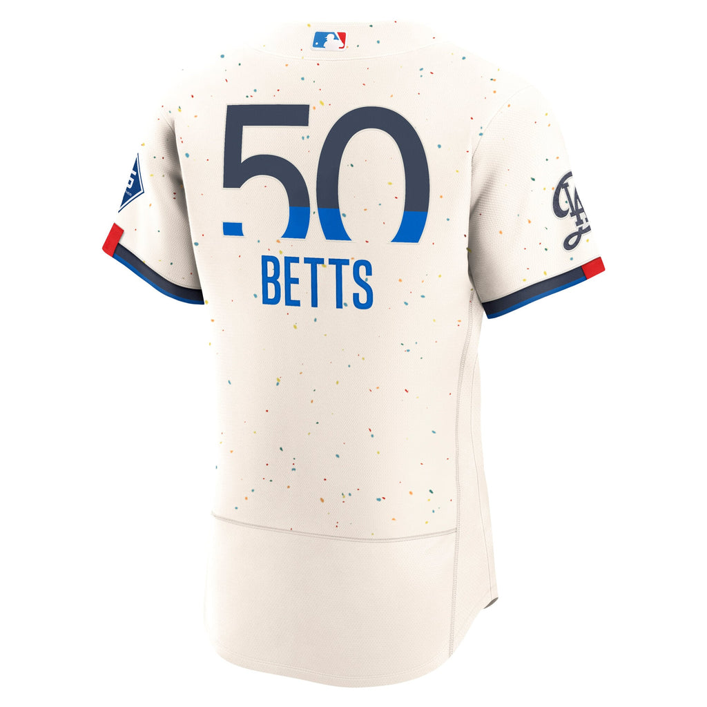 Men's Los Angeles Dodgers Mookie Betts Nike Cream City Connect Authentic Sponsor Patch Jersey