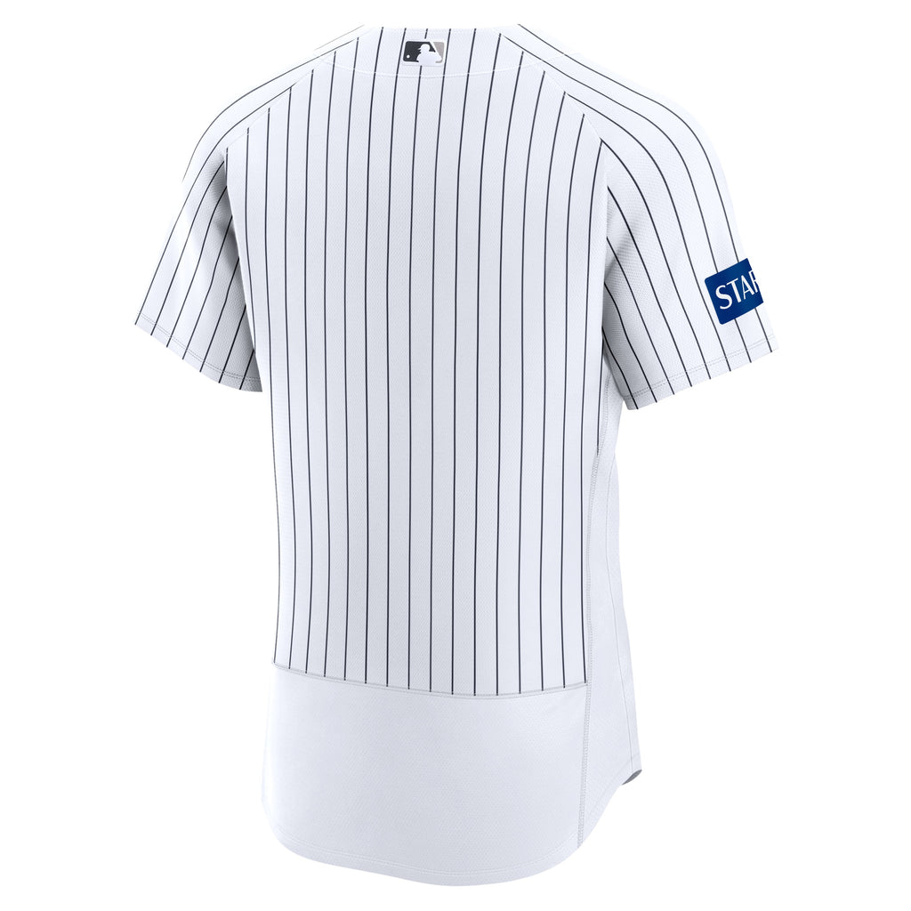 Men's New York Yankees Nike White Home Sponsor Patch Authentic Jersey