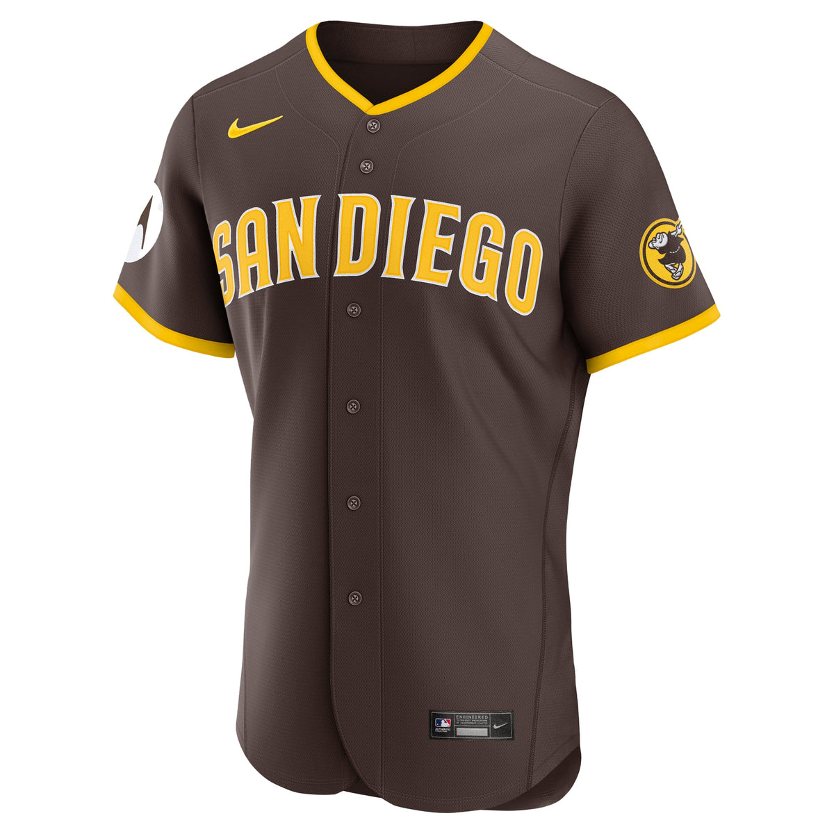 Men's San Diego Padres Nike Khaki Alternate Sponsor Patch Authentic Jersey