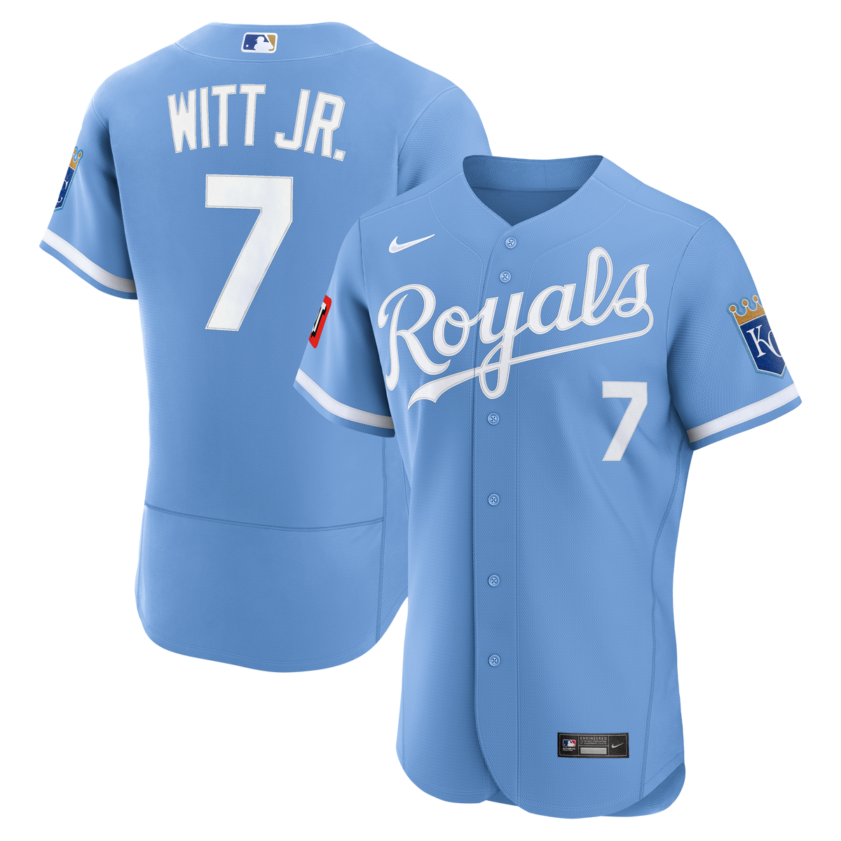Men's Kansas City Royals Bobby Witt Jr. Nike White Home Authentic Sponsor Patch Jersey