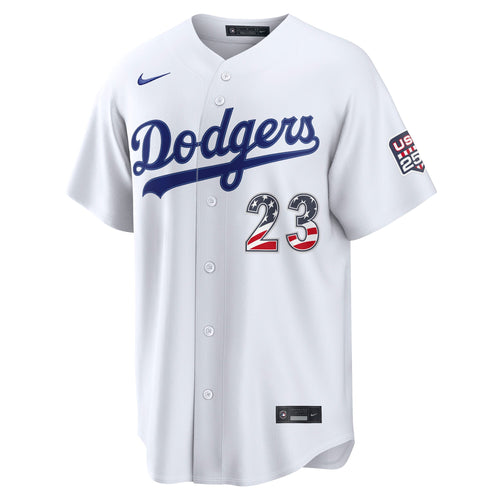 Fourth of July Men's Los Angeles Dodgers Kyle Tucker Nike White USA 250 Stadium Jersey
