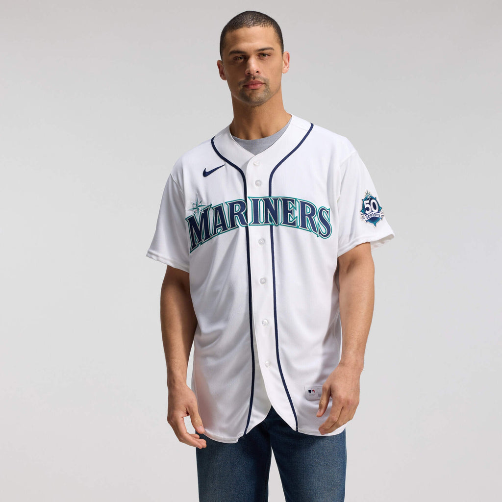 Men's Seattle Mariners  Nike White 50th Anniversary Patch Home Authentic Jersey