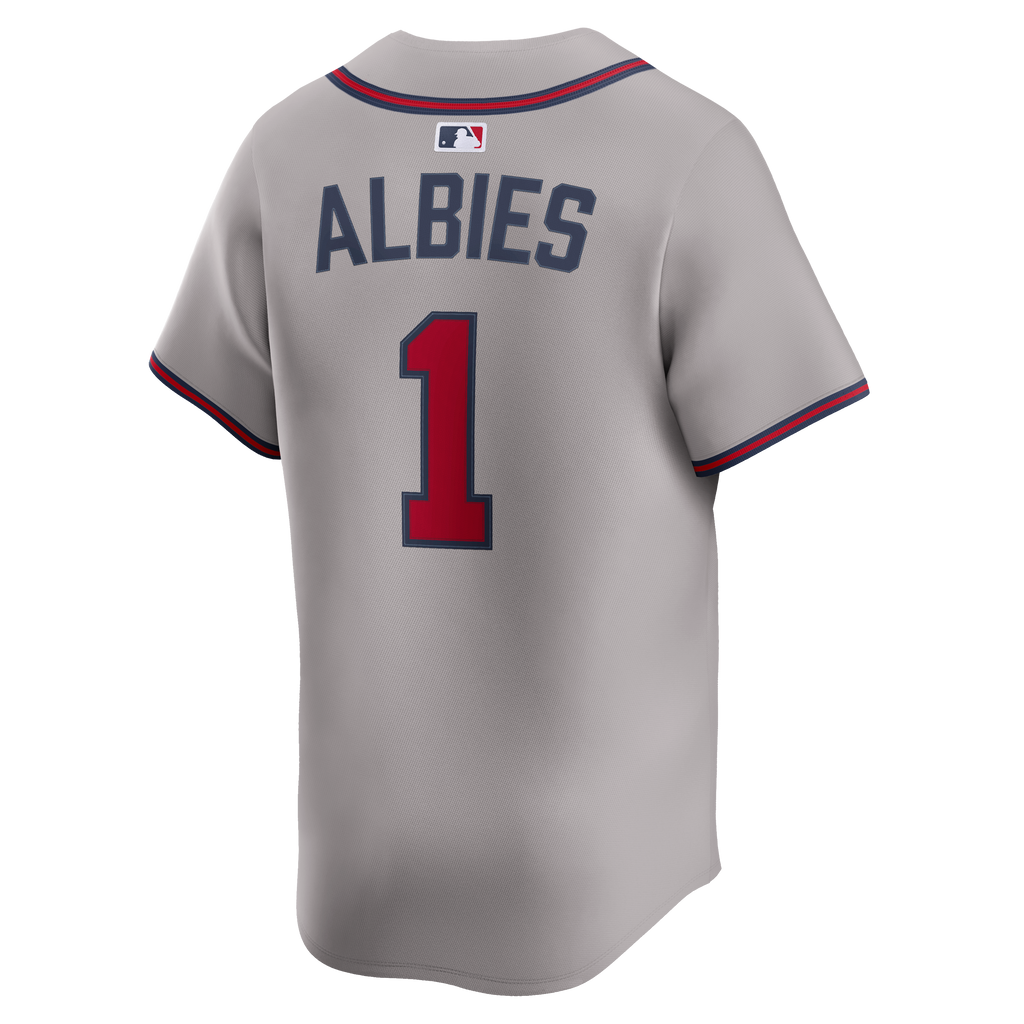 Men's Atlanta Braves Ozzie Albies Nike Gray Road Limited Player Jersey