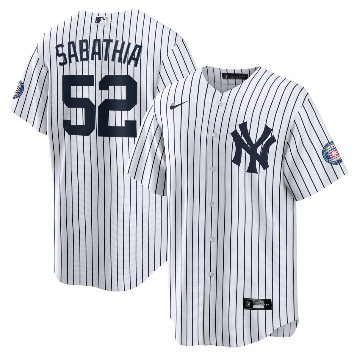 Men's New York Yankees CC Sabathia Nike White 2025 Baseball Hall of Fame Name & Number Retired Replica Jersey