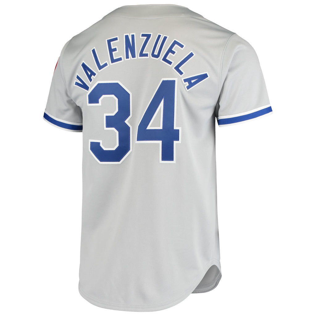 Men's Los Angeles Dodgers Fernando Valenzuela Mitchell & Ness Gray Road 1981 Cooperstown Collection Authentic Jersey