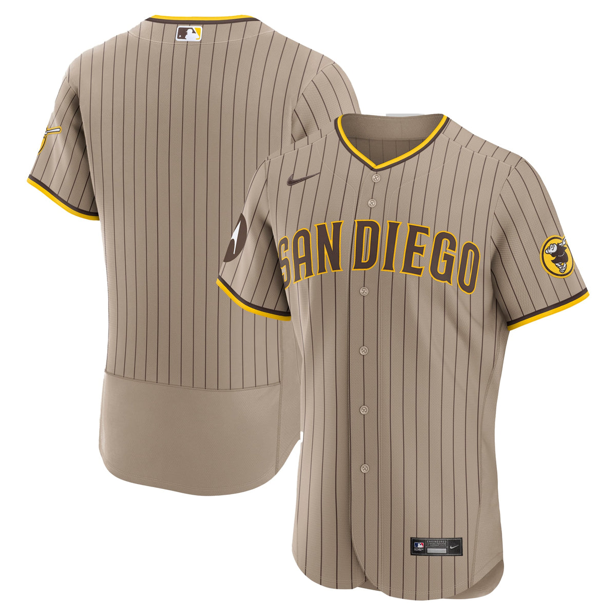 Men's San Diego Padres Nike Brown Road Sponsor Patch Authentic Jersey