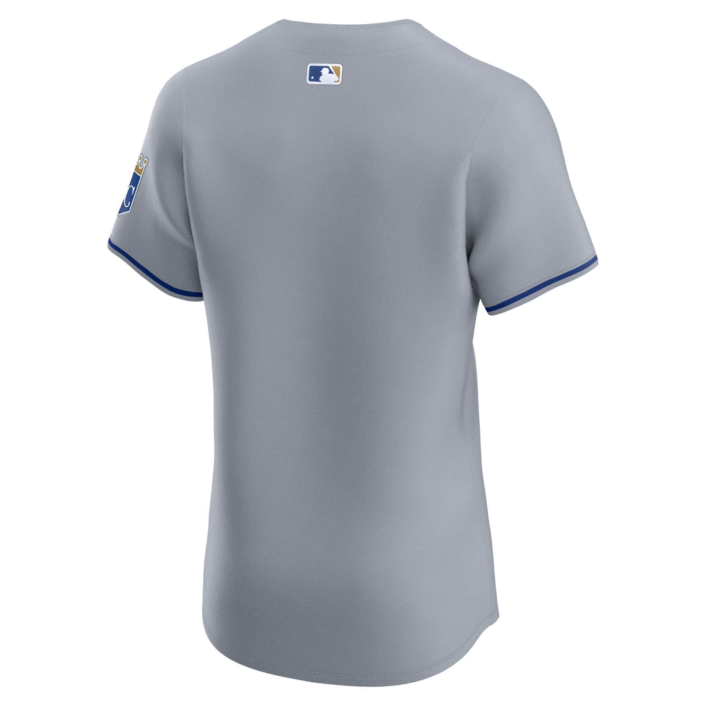 Men's Kansas City Royals  Nike Gray Road Vapor Premier Elite Patch Jersey